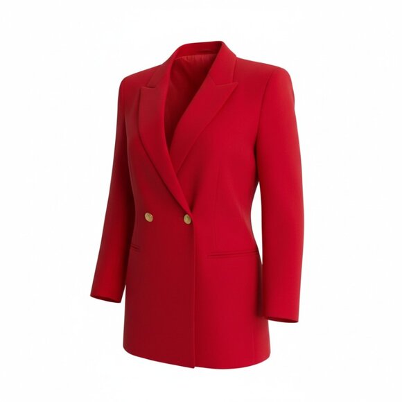 Authentic Vintage Escada by Margaretha Ley Bold Red Wool Blazer/Gold Buttons - Picture 4 of 11